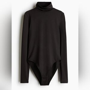 H&M - Black Mock Neck Bodysuit Top